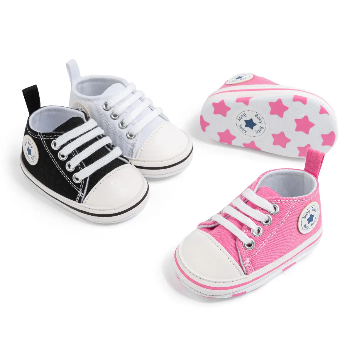 Classic Black Lace-Up Baby Shoes for 0-1 Year Old