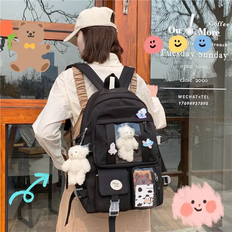 Ins Style Large Capacity High School Student Schoolbag Female K-Style Harajuku Ulzzang Cartoon Backpack Junior High School Student Backpack