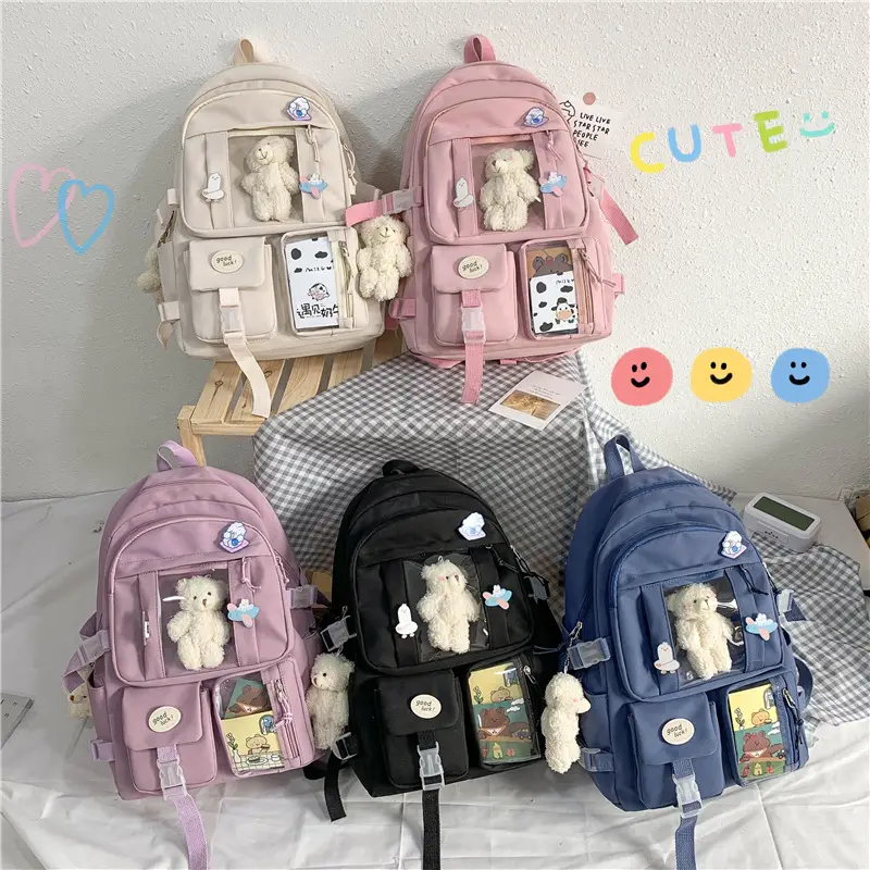 Ins Style Large Capacity High School Student Schoolbag Female K-Style Harajuku Ulzzang Cartoon Backpack Junior High School Student Backpack