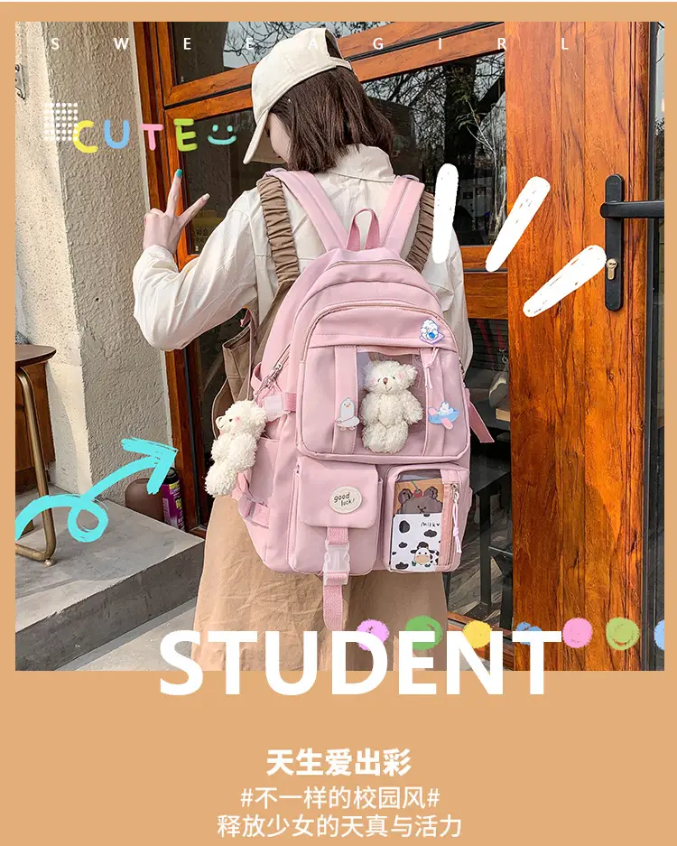 Ins Style Large Capacity High School Student Schoolbag Female K-Style Harajuku Ulzzang Cartoon Backpack Junior High School Student Backpack — feature 1