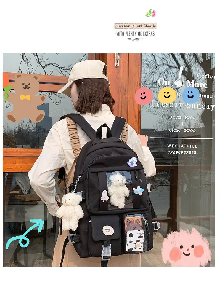 Ins Style Large Capacity High School Student Schoolbag Female K-Style Harajuku Ulzzang Cartoon Backpack Junior High School Student Backpack — feature 19