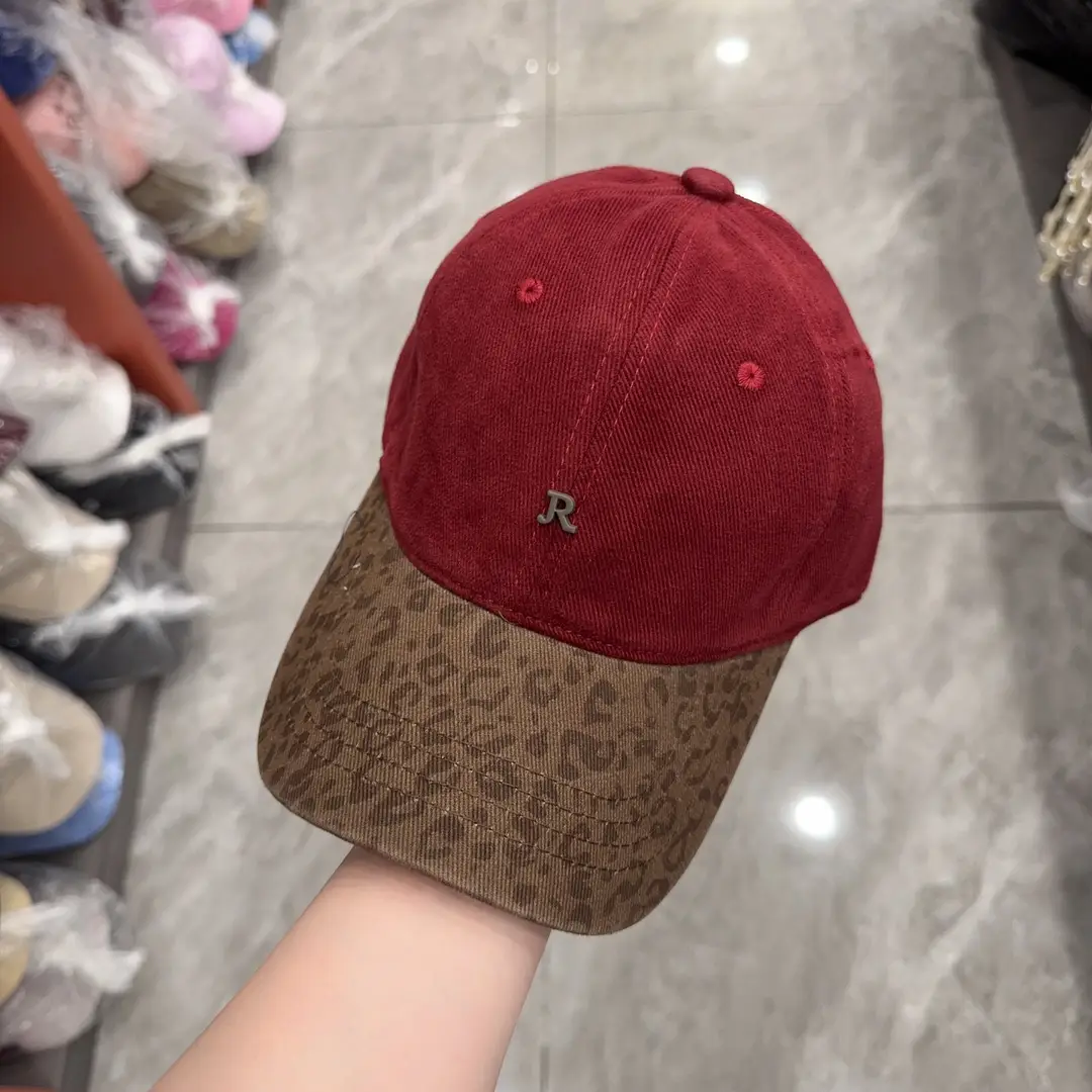 Women Leopard Print Baseball Cap Red Brown — feature 6