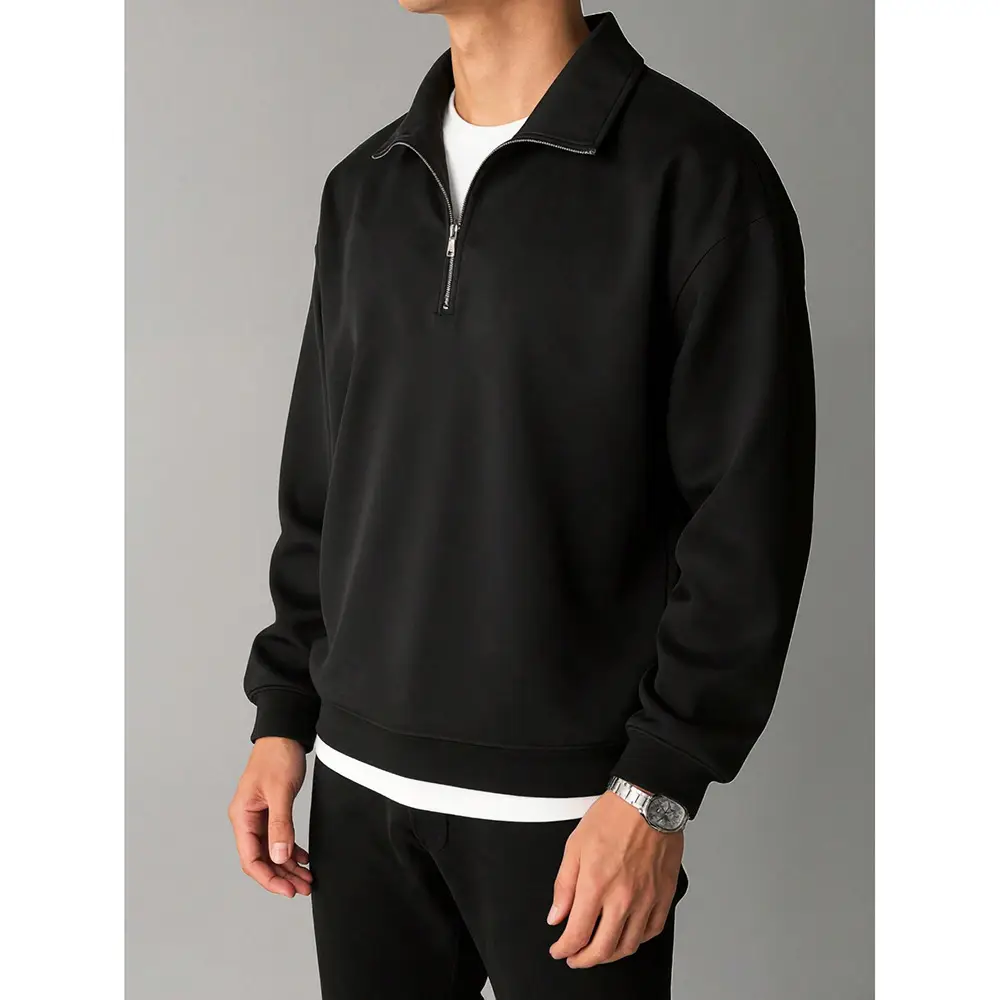 Men's Black 2-Piece Sweatshirt Set with Zip Front — feature 4