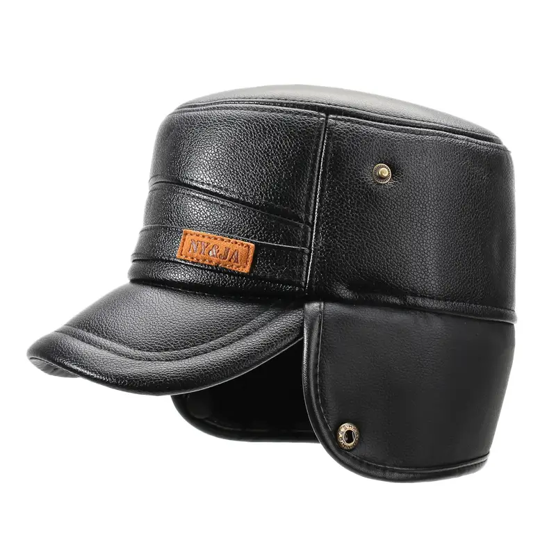 Winter Leather Cap for Men with Fleece Lining & Ear Protection - Image 8