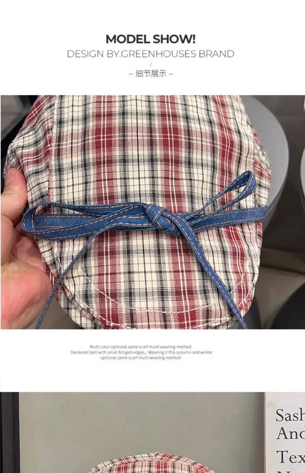 Women Retro Red Plaid Bow Tie Hat for Winter — feature 13