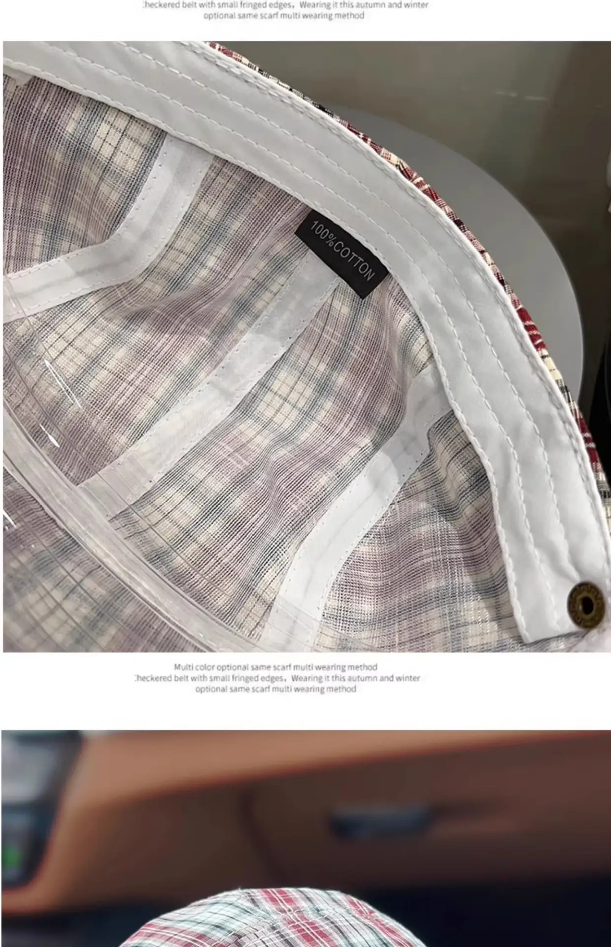 Women Retro Red Plaid Bow Tie Hat for Winter — feature 16