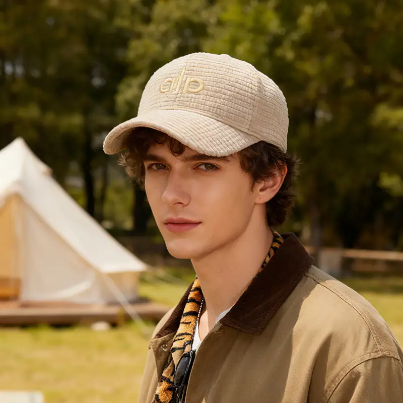Women Duckbill Cap with Embroidered Letter Beige - Image 9