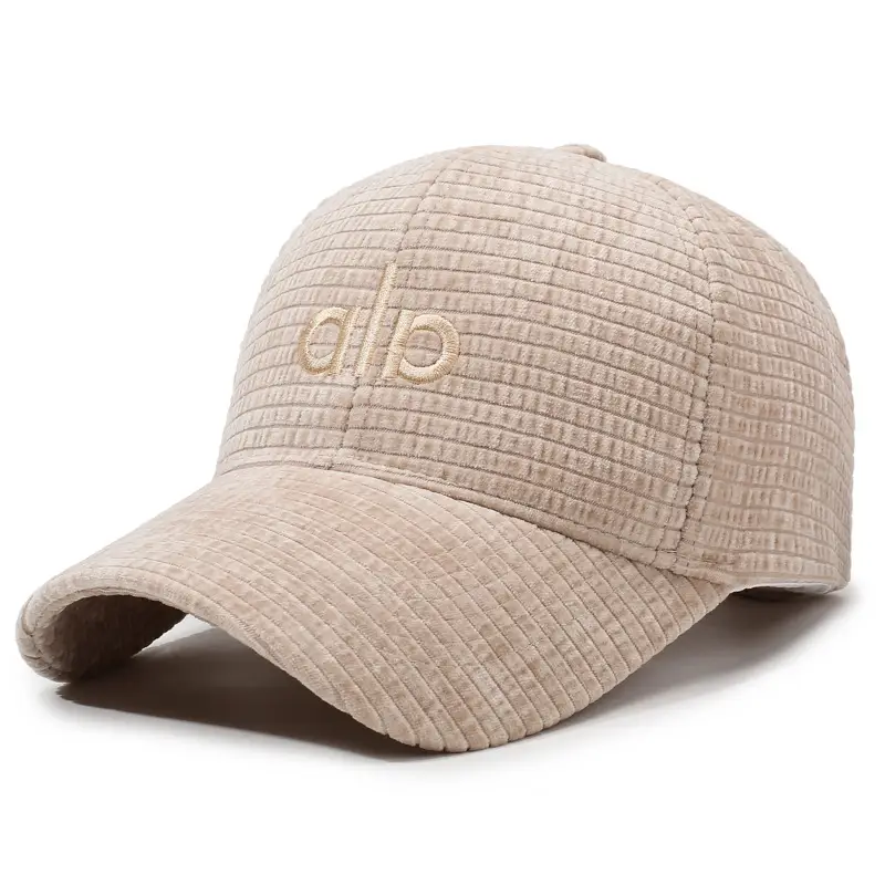 Women Duckbill Cap with Embroidered Letter Beige - Image 3