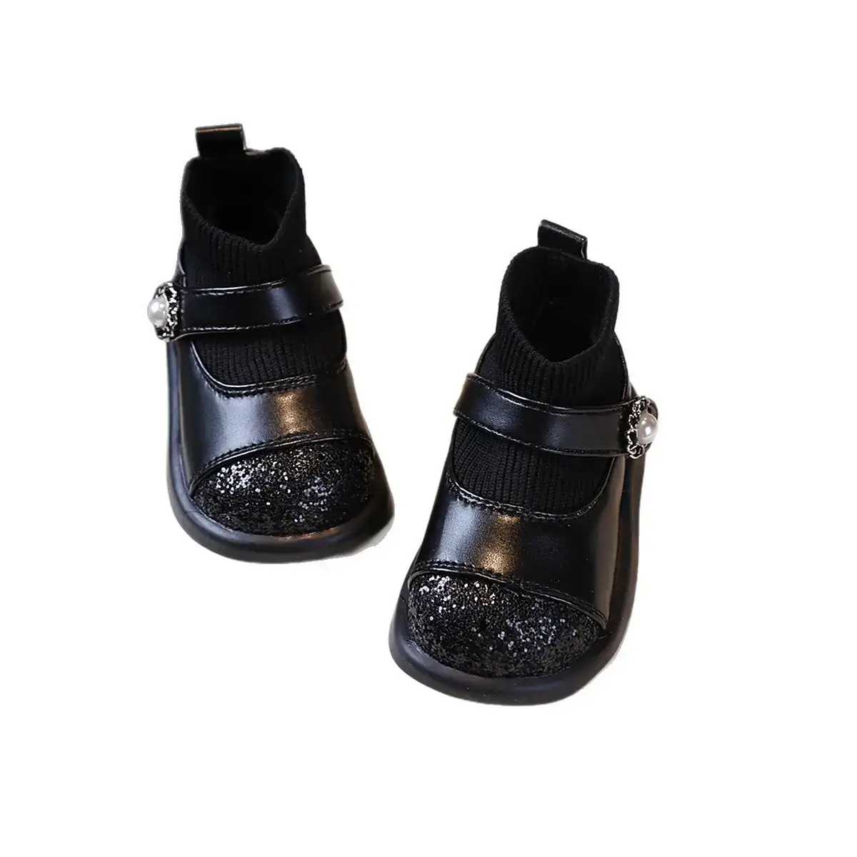 Toddler Princess Shoes Black Soft Sole 1-3Y