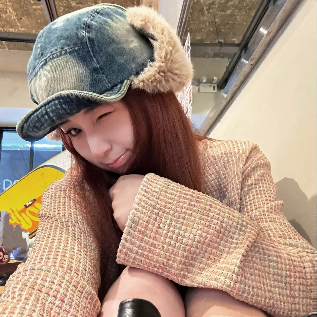Winter Plush Ear Hats for Men Women Retro Denim Cap - Image 5