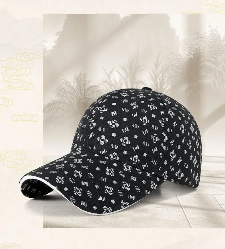 Black Printed Baseball Cap for Men Women — feature 4