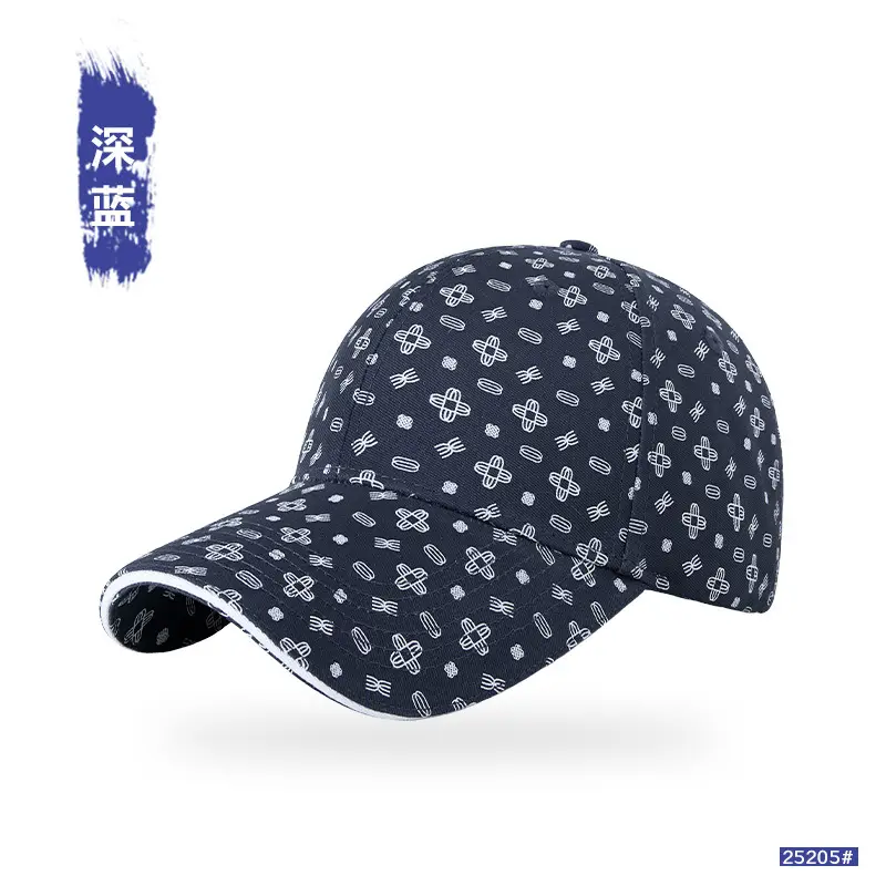 Black Printed Baseball Cap for Men Women - Image 2