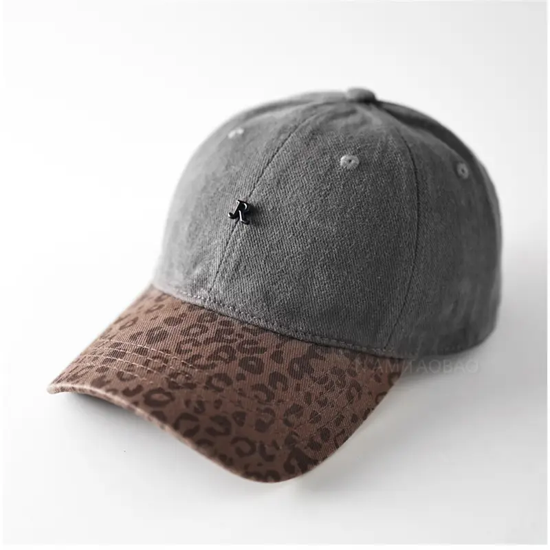 Leopard Print Baseball Cap for Men Women Brown Gray - Image 2