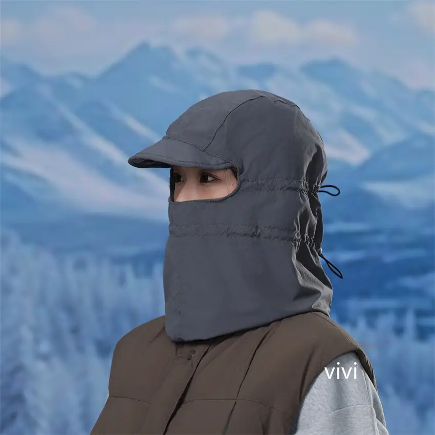 Black Windproof Winter Ski Cap Neck Scarf - Image 8