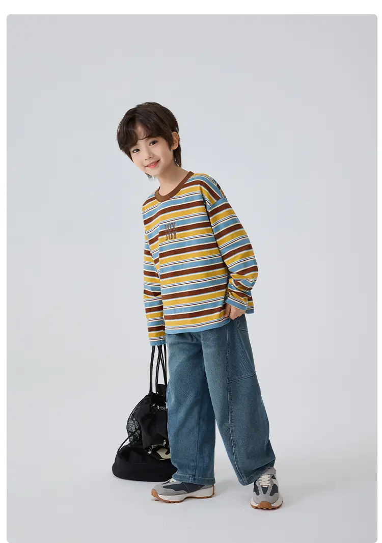 Haima Boys Striped Long Sleeve T-Shirt 2026 Spring — feature 14