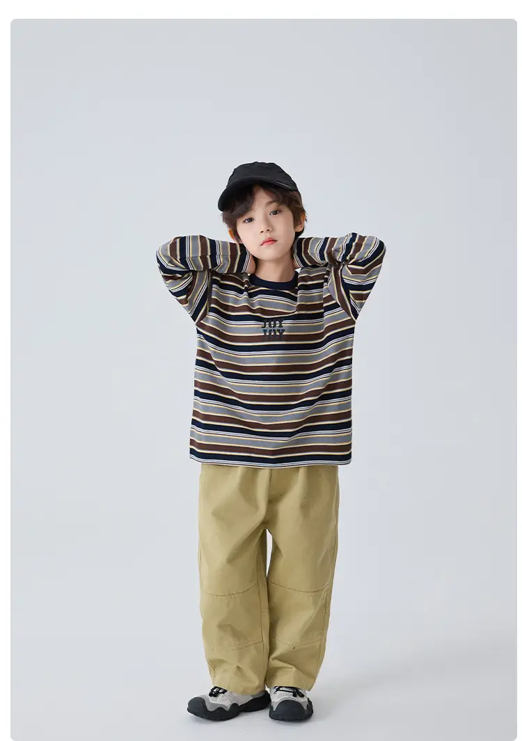 Haima Boys Striped Long Sleeve T-Shirt 2026 Spring — feature 9