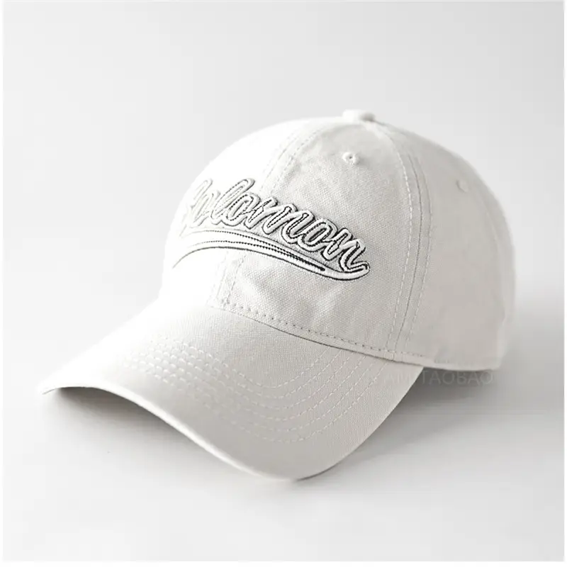 White 3D Letter Embroidered Baseball Cap Unisex