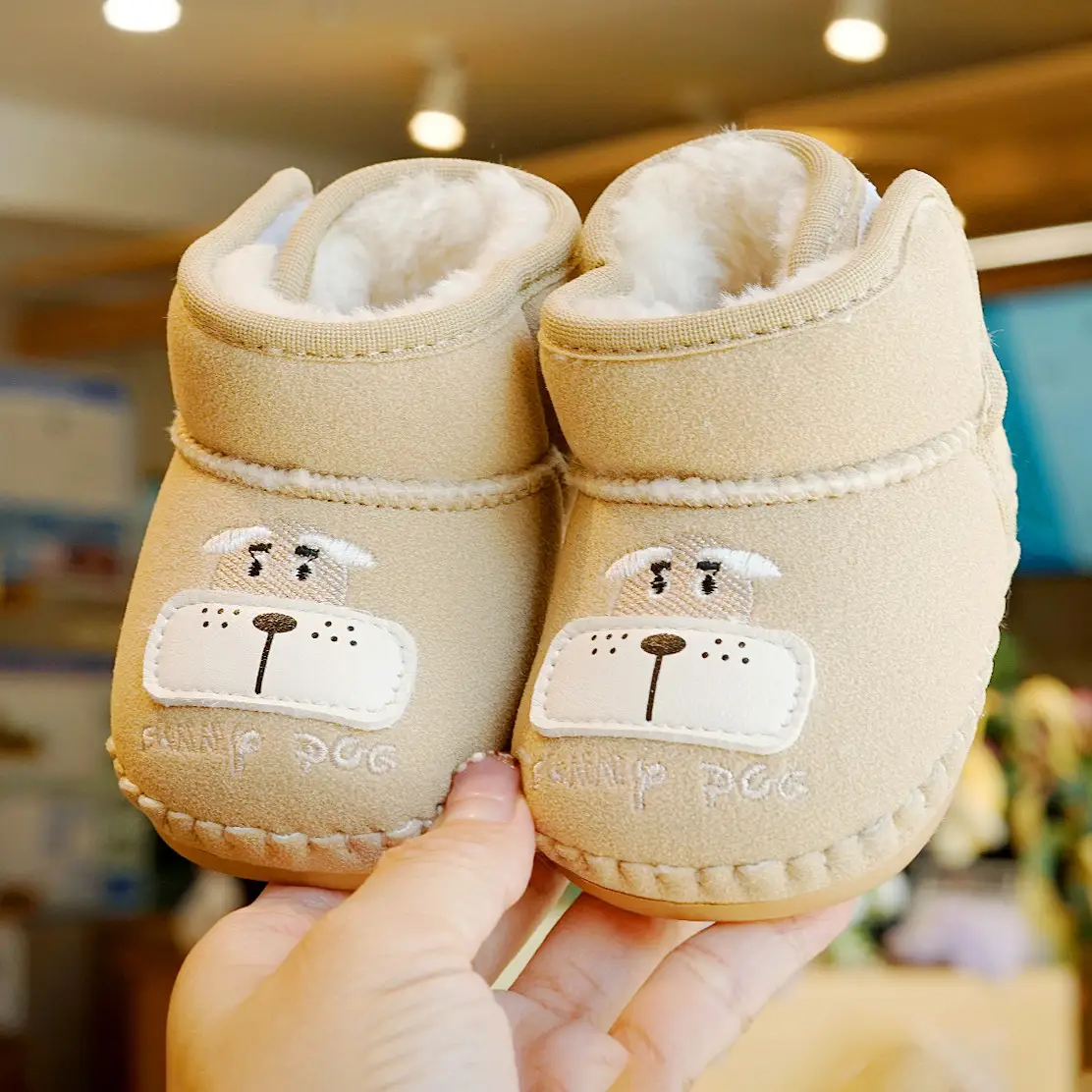 Baby Shoes Soft Sole Winter Fleece Lined Cartoon Toddler 0-1Y
