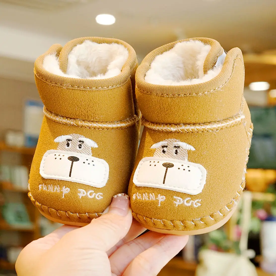Baby Shoes Soft Sole Winter Fleece Lined Cartoon Toddler 0-1Y
