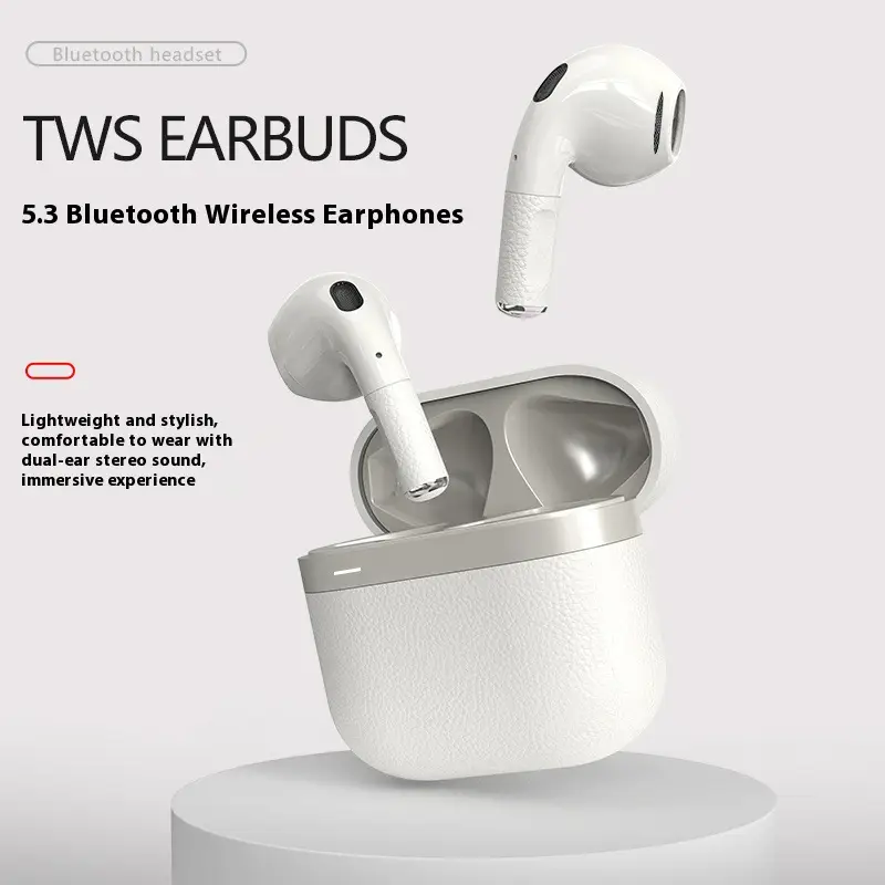 Downstream Popular Compact and Lightweight Bluetooth Headset with Textured Leather Texture and High-Definition Sound Quality Suitable for Apple Headset Wholesale