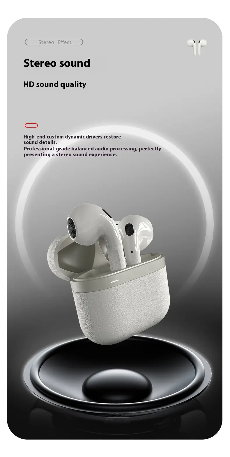 Downstream Popular Compact and Lightweight Bluetooth Headset with Textured Leather Texture and High-Definition Sound Quality Suitable for Apple Headset Wholesale — feature 10