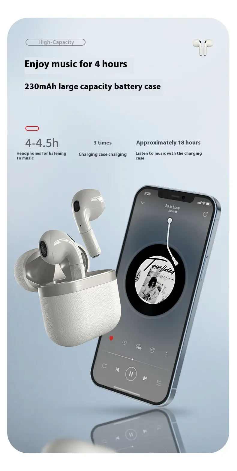 Downstream Popular Compact and Lightweight Bluetooth Headset with Textured Leather Texture and High-Definition Sound Quality Suitable for Apple Headset Wholesale — feature 11