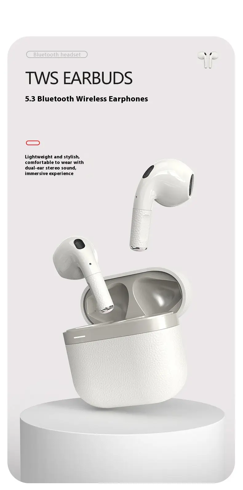 Downstream Popular Compact and Lightweight Bluetooth Headset with Textured Leather Texture and High-Definition Sound Quality Suitable for Apple Headset Wholesale — feature 2