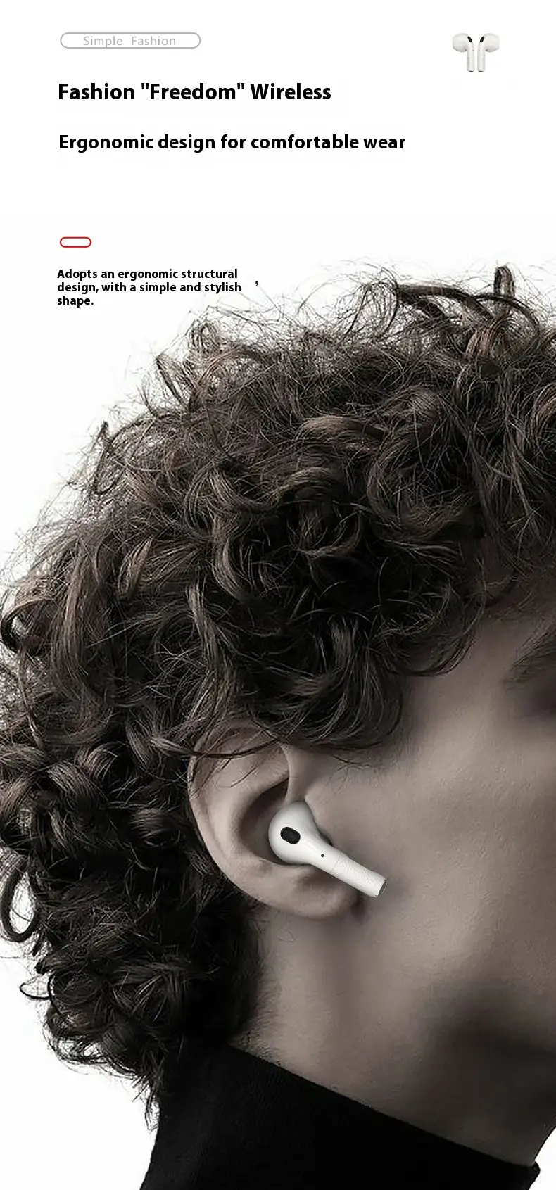 Downstream Popular Compact and Lightweight Bluetooth Headset with Textured Leather Texture and High-Definition Sound Quality Suitable for Apple Headset Wholesale — feature 3
