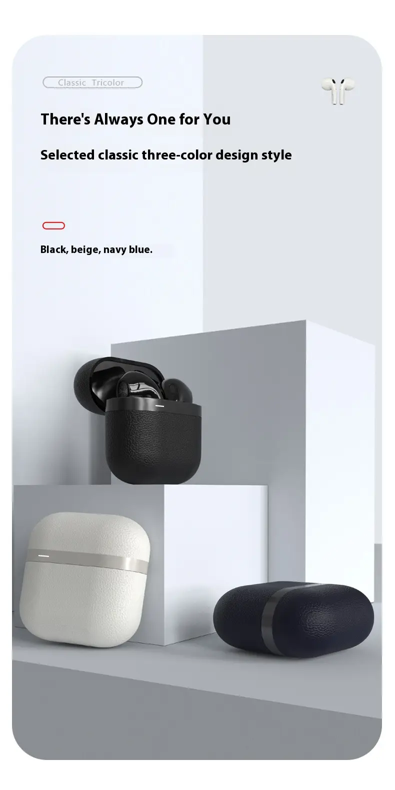 Downstream Popular Compact and Lightweight Bluetooth Headset with Textured Leather Texture and High-Definition Sound Quality Suitable for Apple Headset Wholesale — feature 5