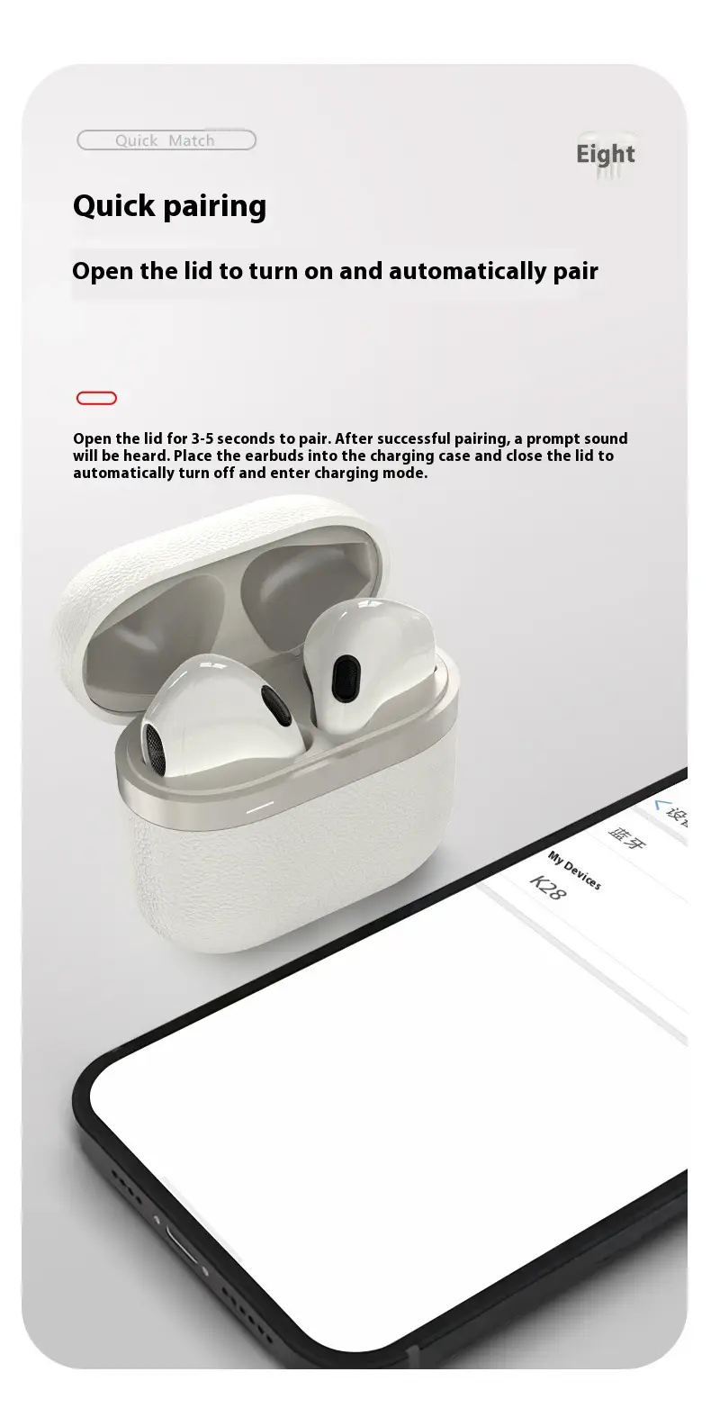 Downstream Popular Compact and Lightweight Bluetooth Headset with Textured Leather Texture and High-Definition Sound Quality Suitable for Apple Headset Wholesale — feature 8