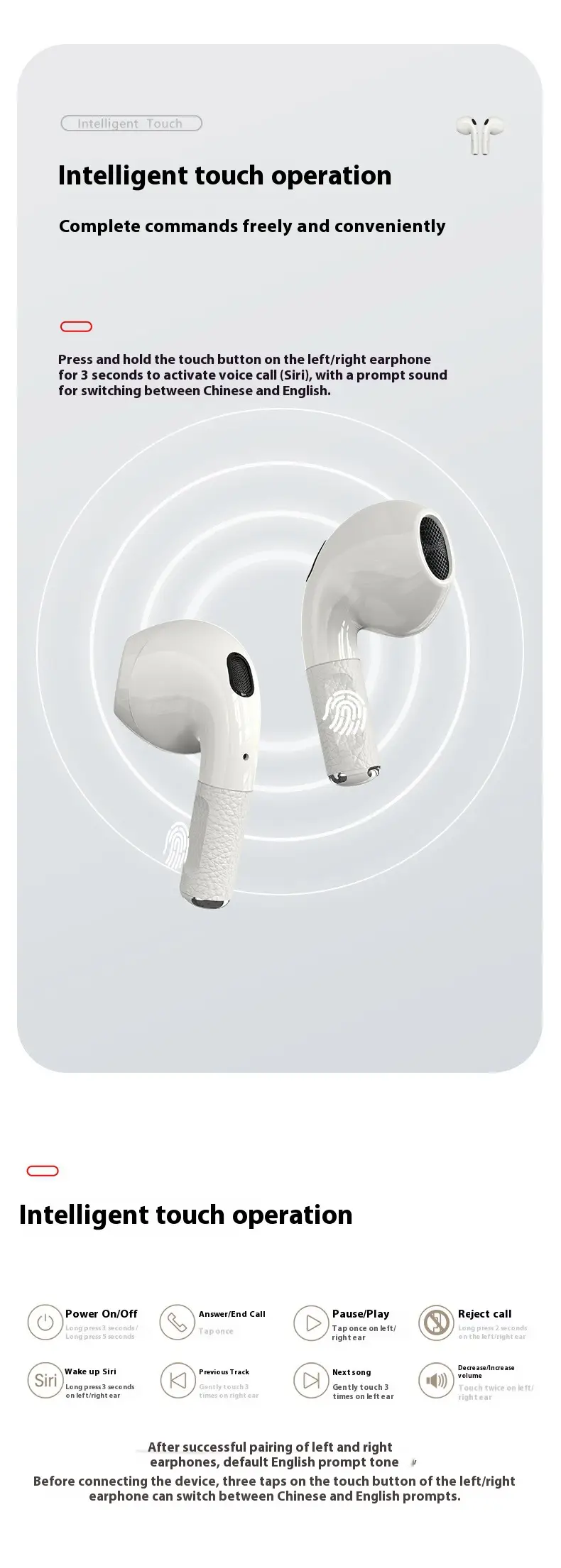 Downstream Popular Compact and Lightweight Bluetooth Headset with Textured Leather Texture and High-Definition Sound Quality Suitable for Apple Headset Wholesale — feature 9