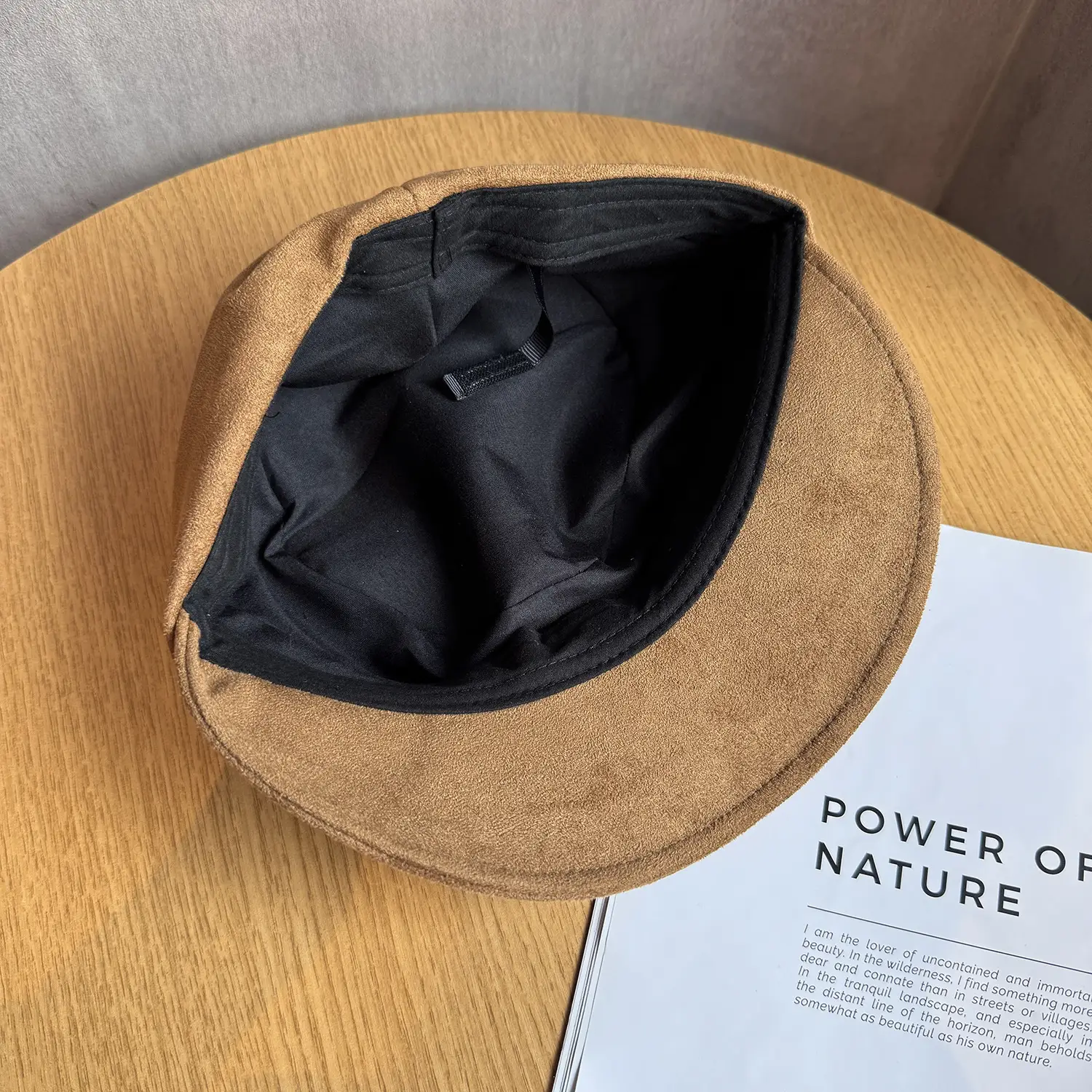 Korean Style Suede Equestrian Hat Black Brown - Image 8