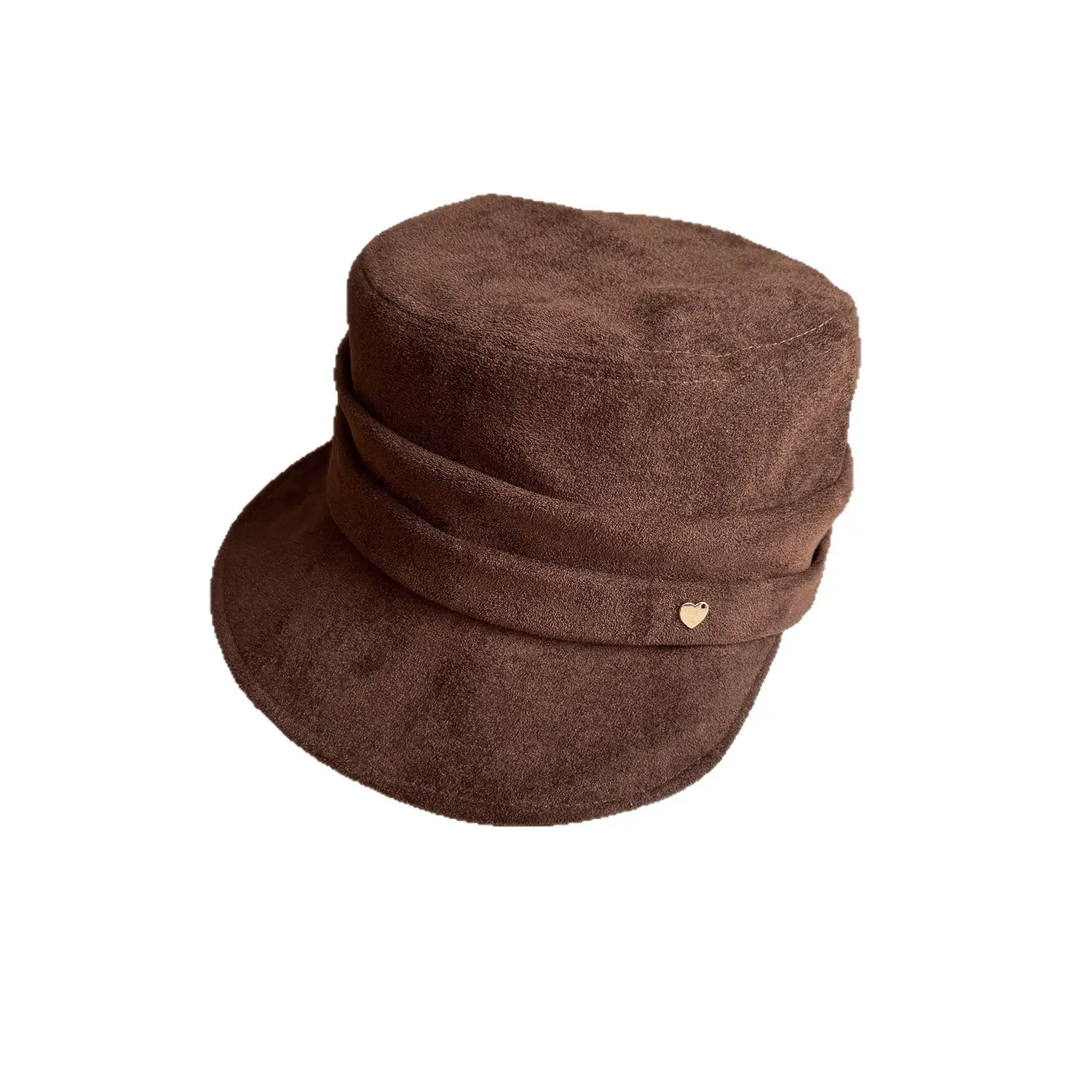 Korean Style Suede Equestrian Hat Black Brown - Image 9