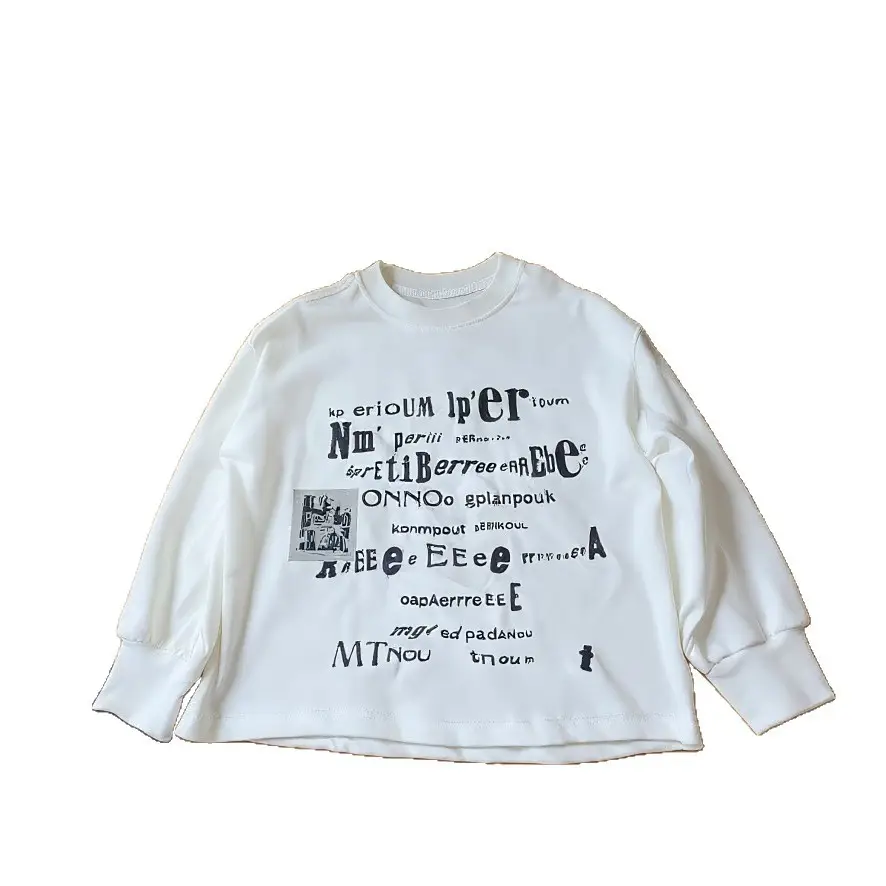 Boys Letter Long Sleeve T-Shirt Spring Autumn Cotton Round Neck