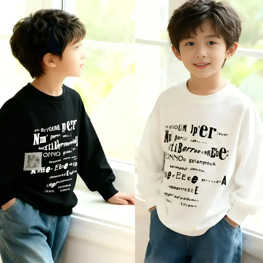 Boys Letter Long Sleeve T-Shirt Spring Autumn Cotton Round Neck — feature 2