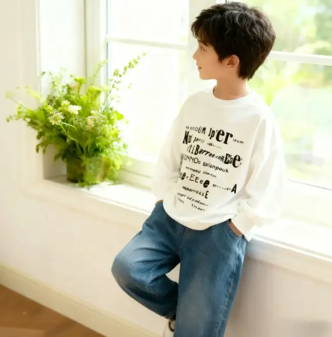 Boys Letter Long Sleeve T-Shirt Spring Autumn Cotton Round Neck — feature 5