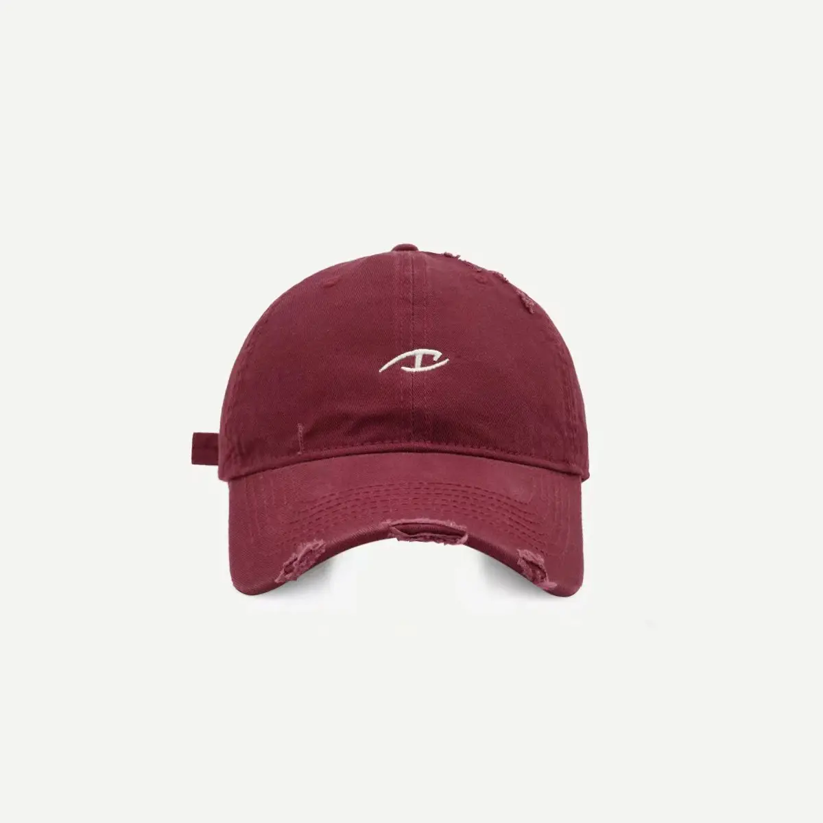 Black Ripped Baseball Cap with White Logo Embroidery - Image 3