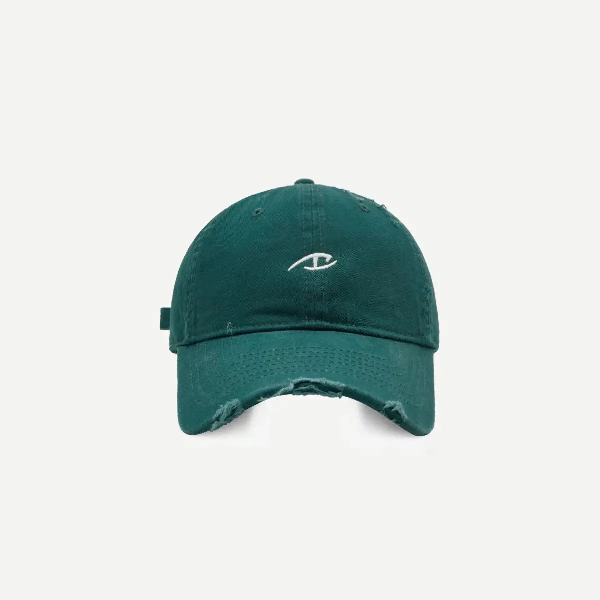 Black Ripped Baseball Cap with White Logo Embroidery — feature 4