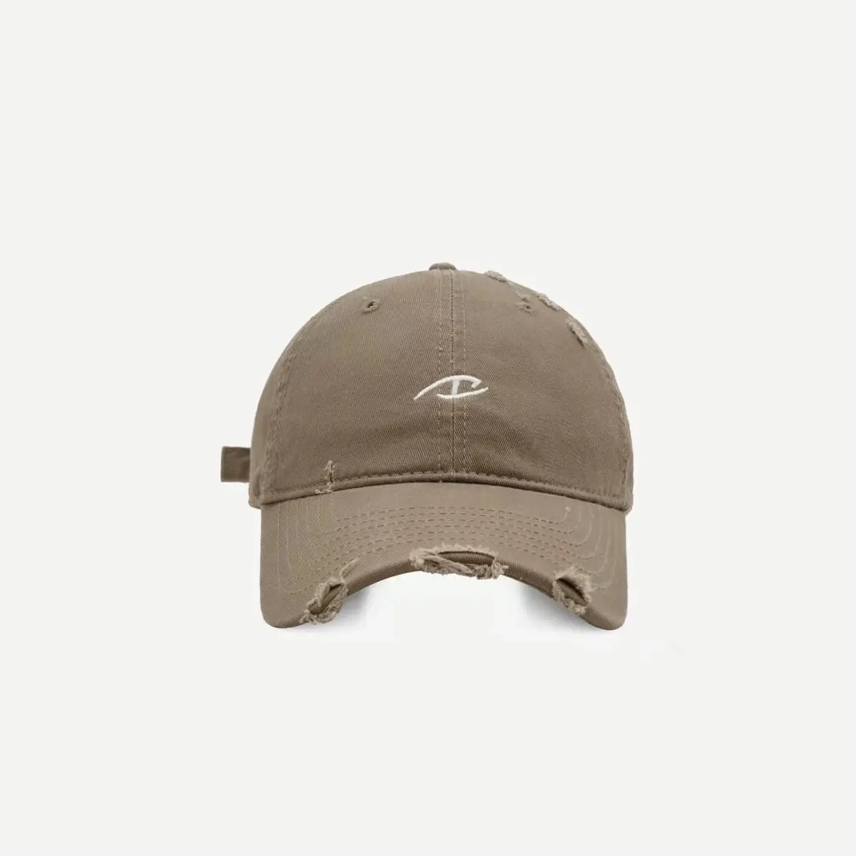 Black Ripped Baseball Cap with White Logo Embroidery — feature 6