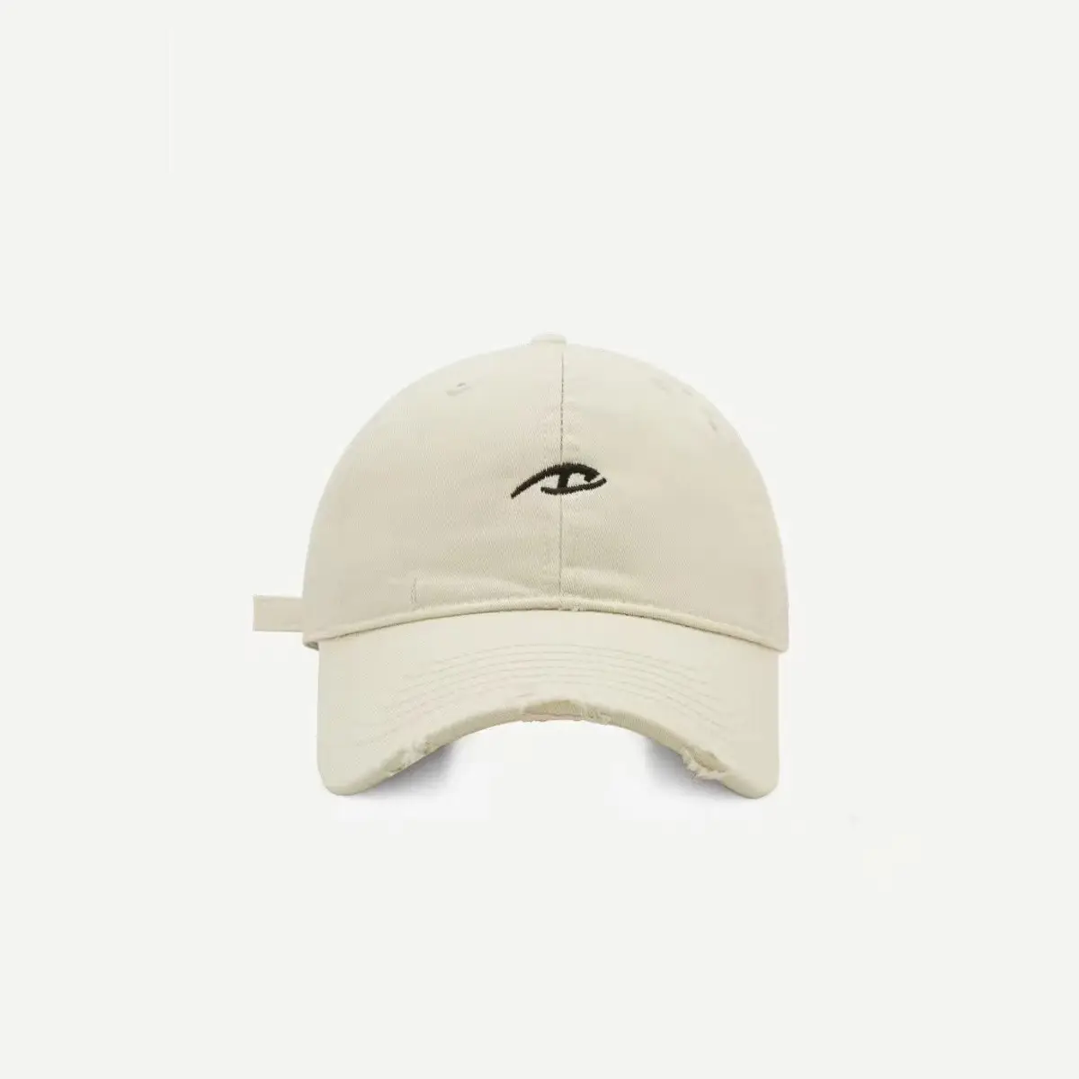 Black Ripped Baseball Cap with White Logo Embroidery — feature 9