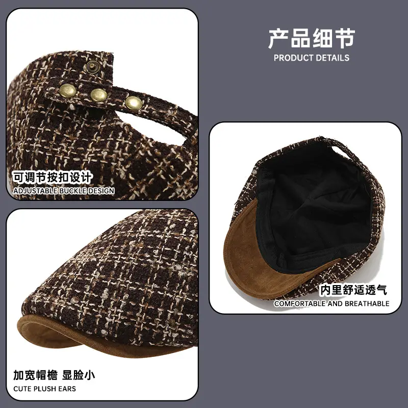 Women Reverse Beret Hat 2025 New Autumn Winter Distressed Denim