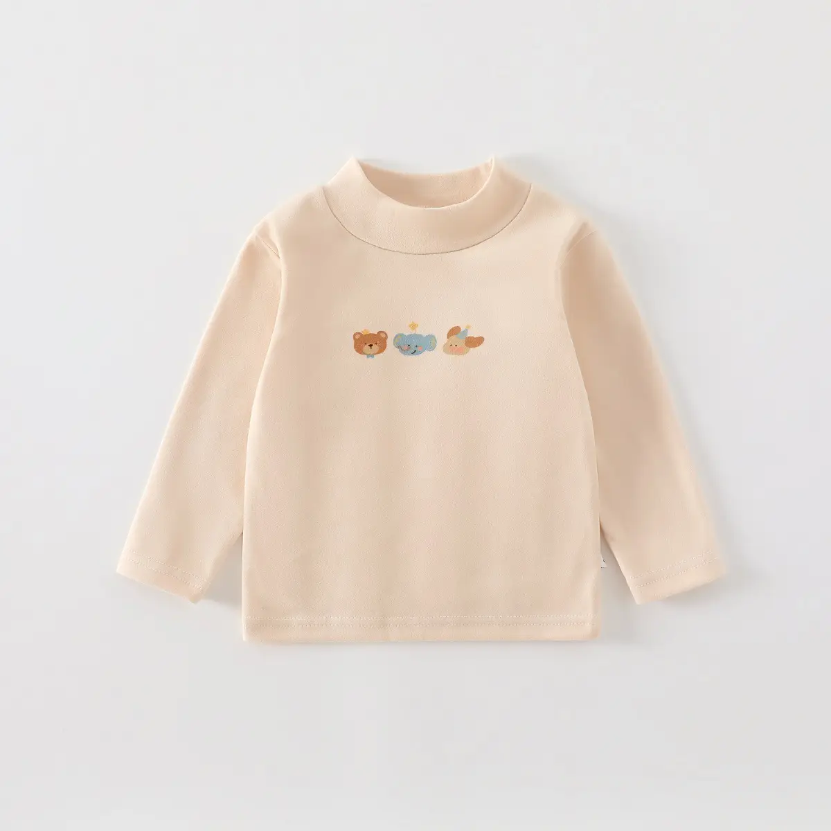 Jingqi Kids T-Shirt White Half Turtleneck Long Sleeve - Image 2