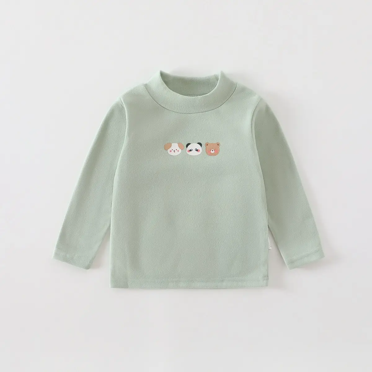 Jingqi Kids T-Shirt White Half Turtleneck Long Sleeve - Image 4