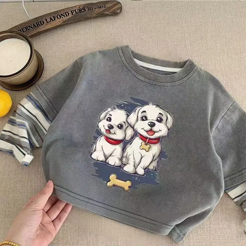 Pure Cotton Cartoon Dog Sweatshirt for Kids Spring Autumn - Image 6