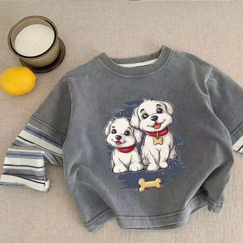 Pure Cotton Cartoon Dog Sweatshirt for Kids Spring Autumn — feature 1