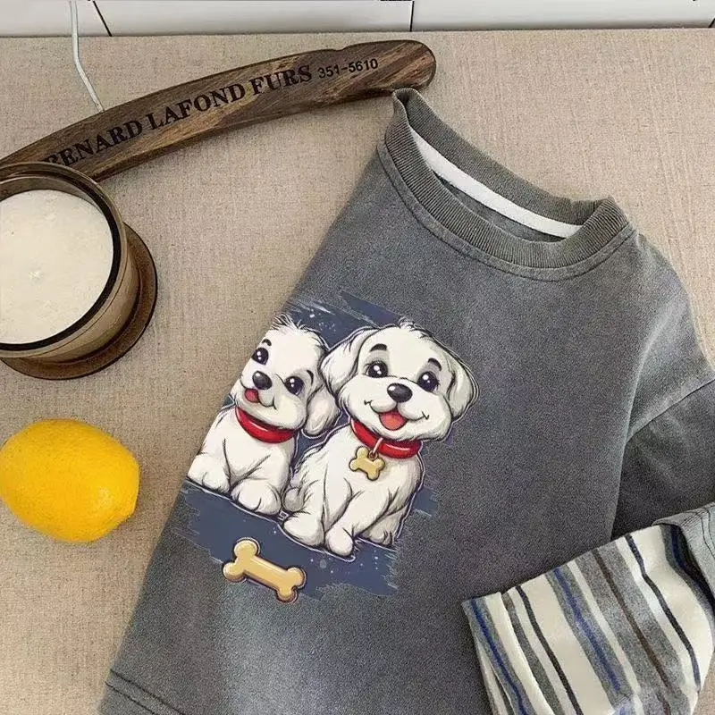 Pure Cotton Cartoon Dog Sweatshirt for Kids Spring Autumn — feature 6