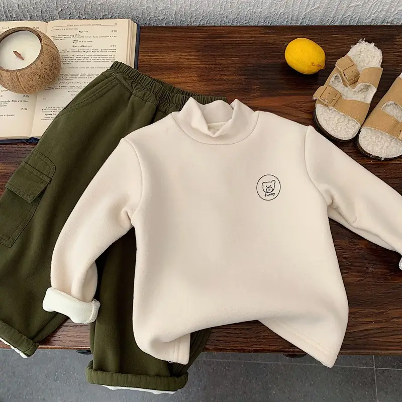 Boys Fleece Half Turtleneck Sweatshirt Set Dark Blue - Image 7
