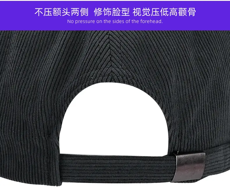 Black Corduroy Baseball Cap for Men Winter Warm — feature 14