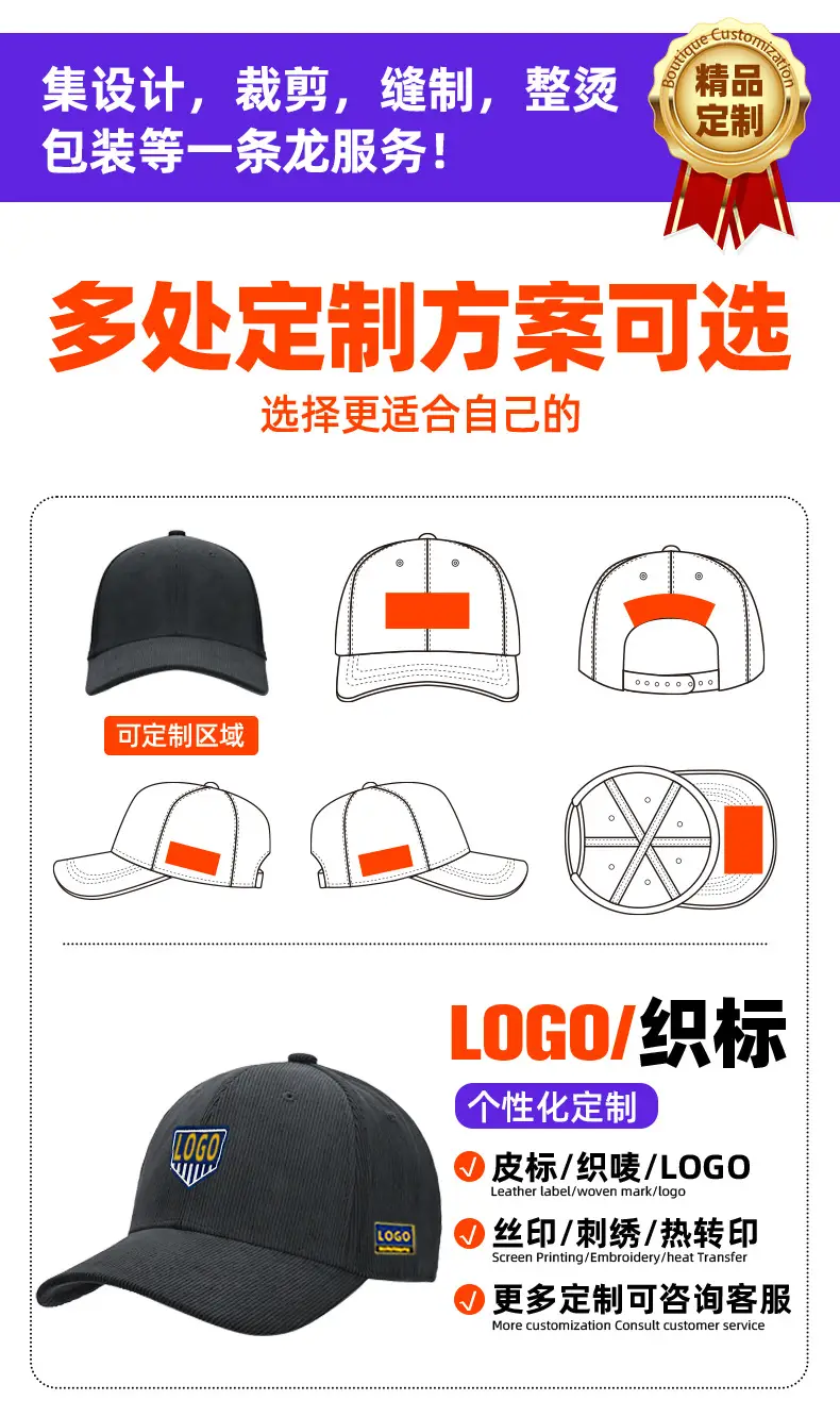 Black Corduroy Baseball Cap for Men Winter Warm — feature 7