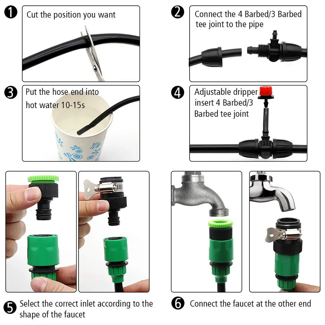 46-Point Faucet Water Pipe Quick Connector Accessories Automatic Flower Watering Device Gardening Drip Irrigation Pipe Capillary Plastic Watering Device